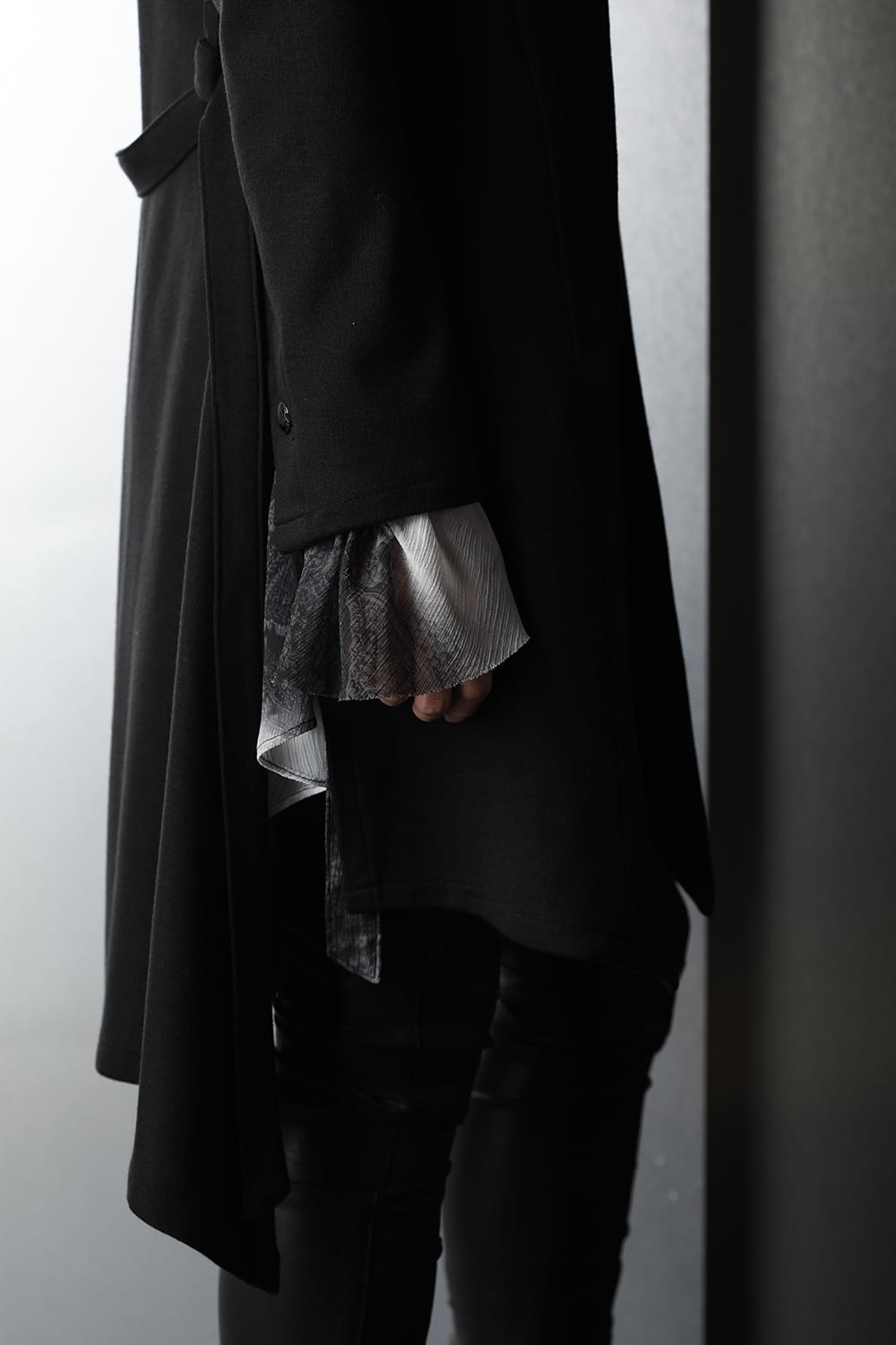 No Collar Flare Jacket Black