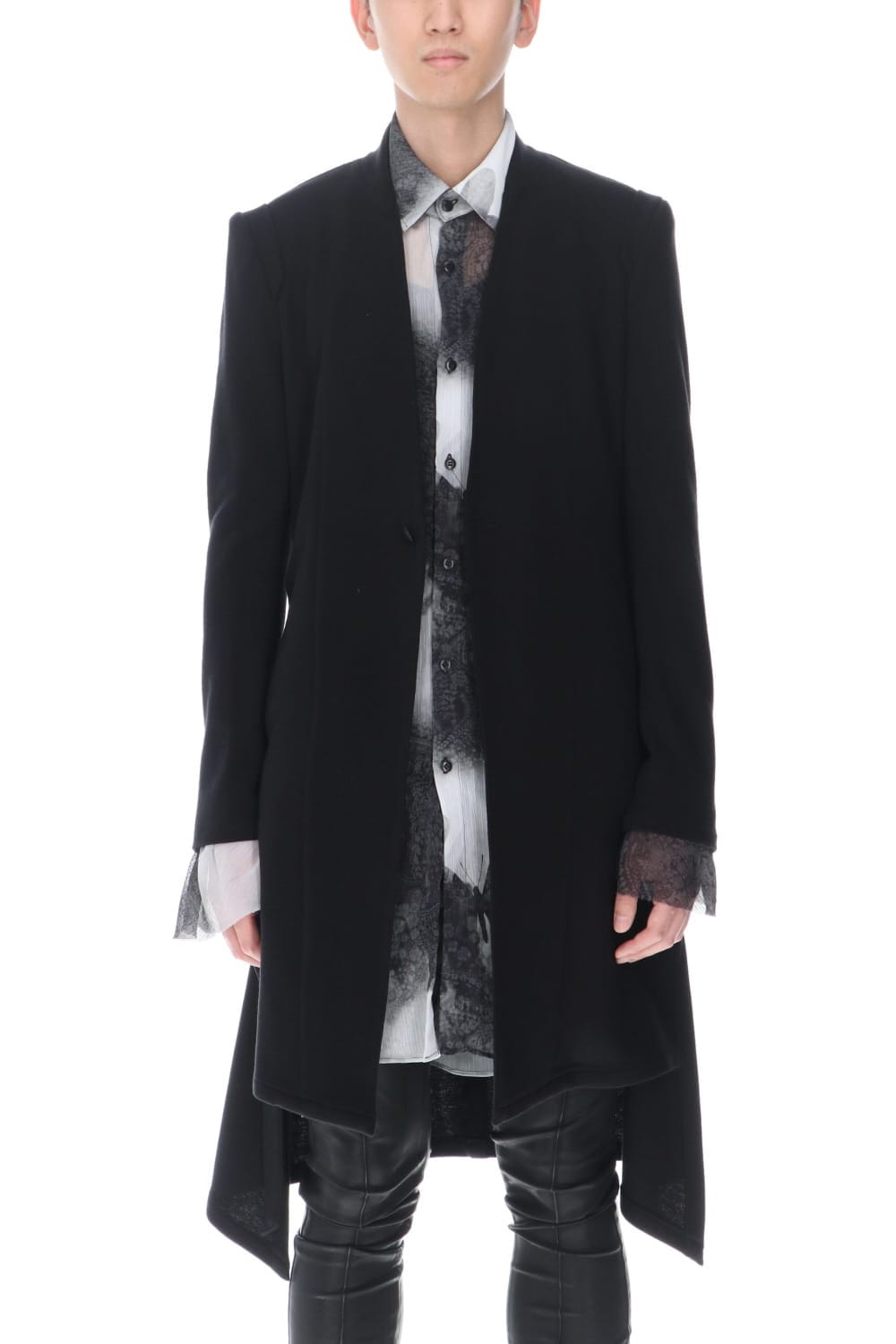 No Collar Flare Jacket Black