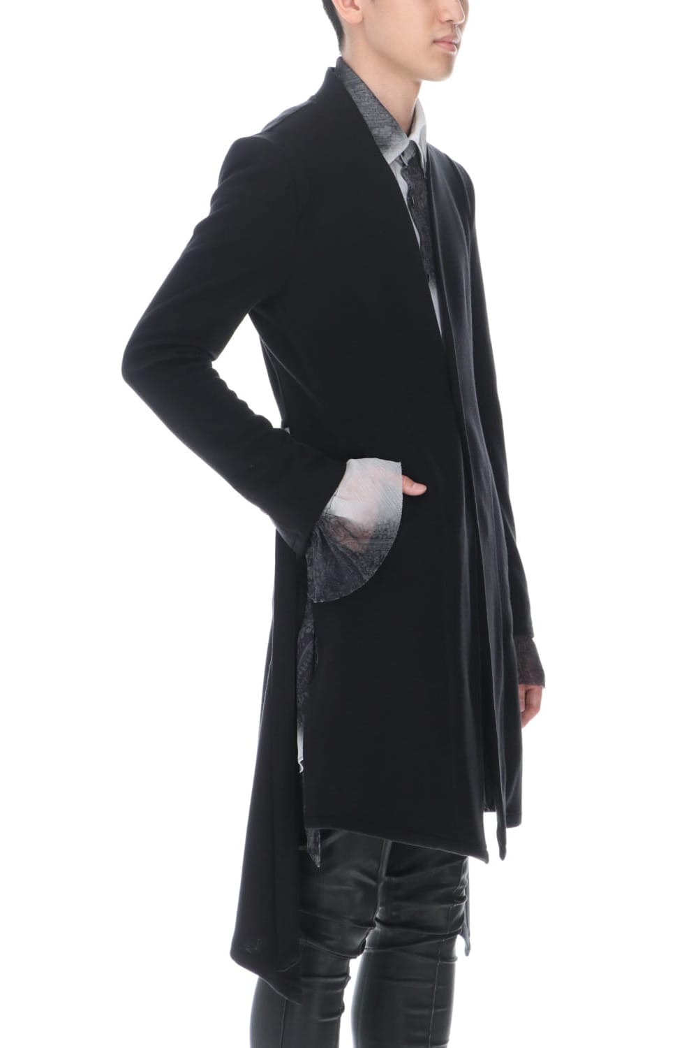 No Collar Flare Jacket Black