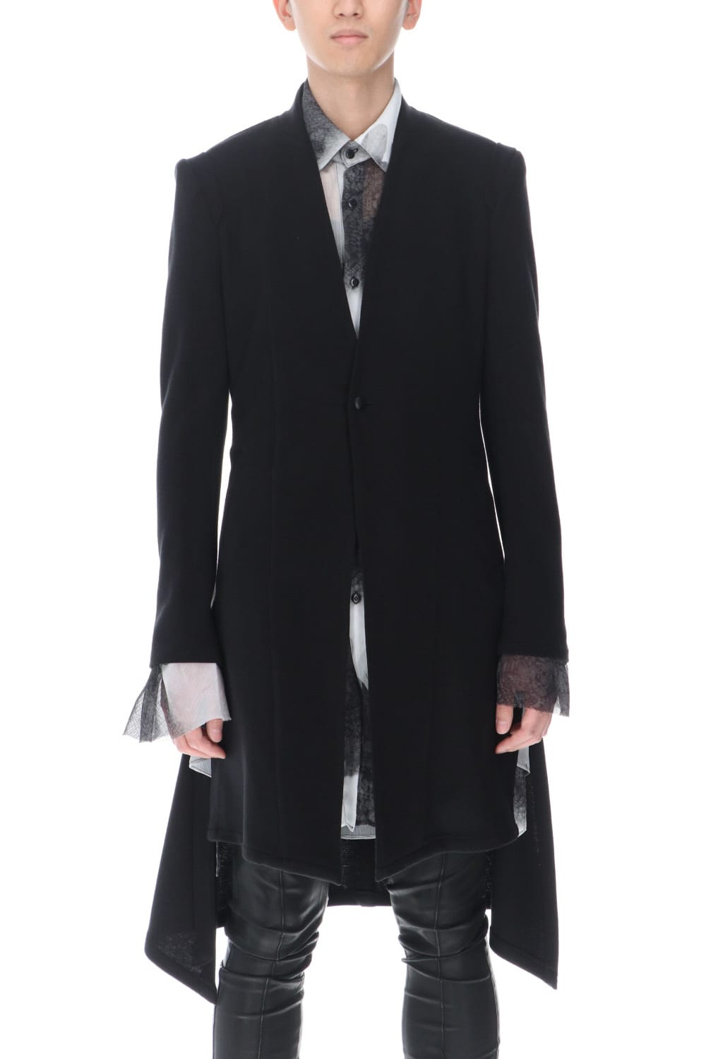 No Collar Flare Jacket Black