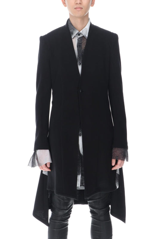No Collar Flare Jacket Black