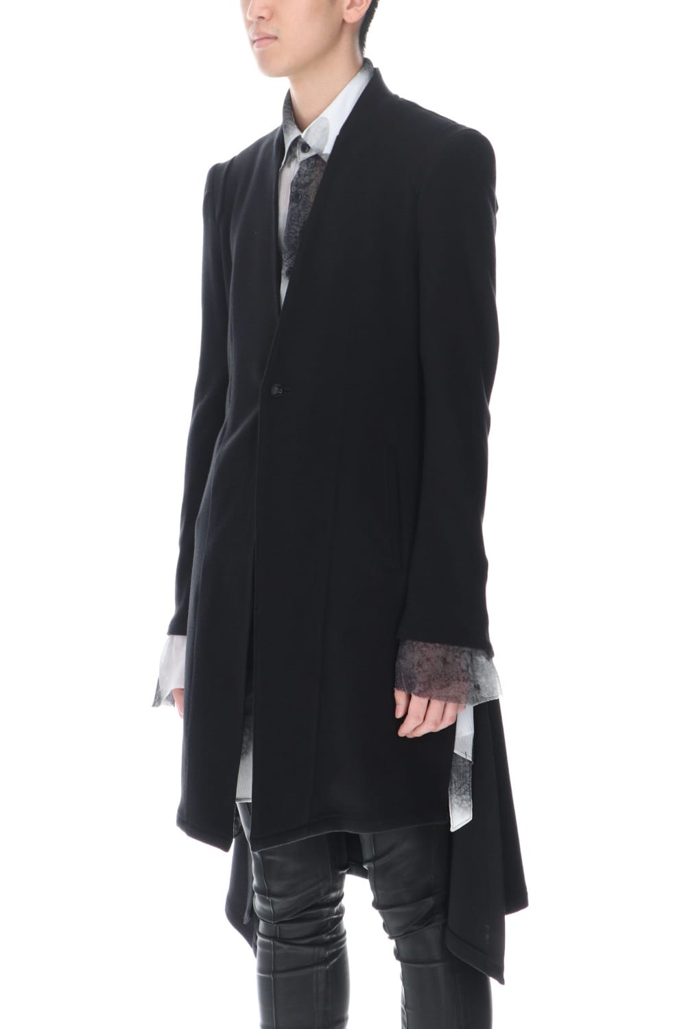 No Collar Flare Jacket Black