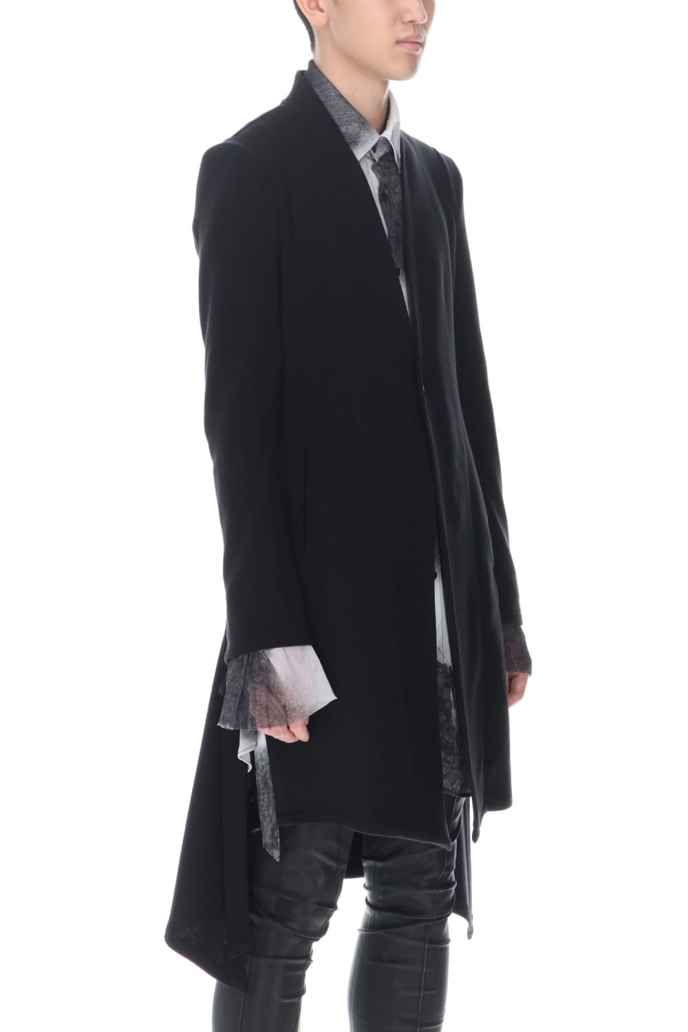 No Collar Flare Jacket Black