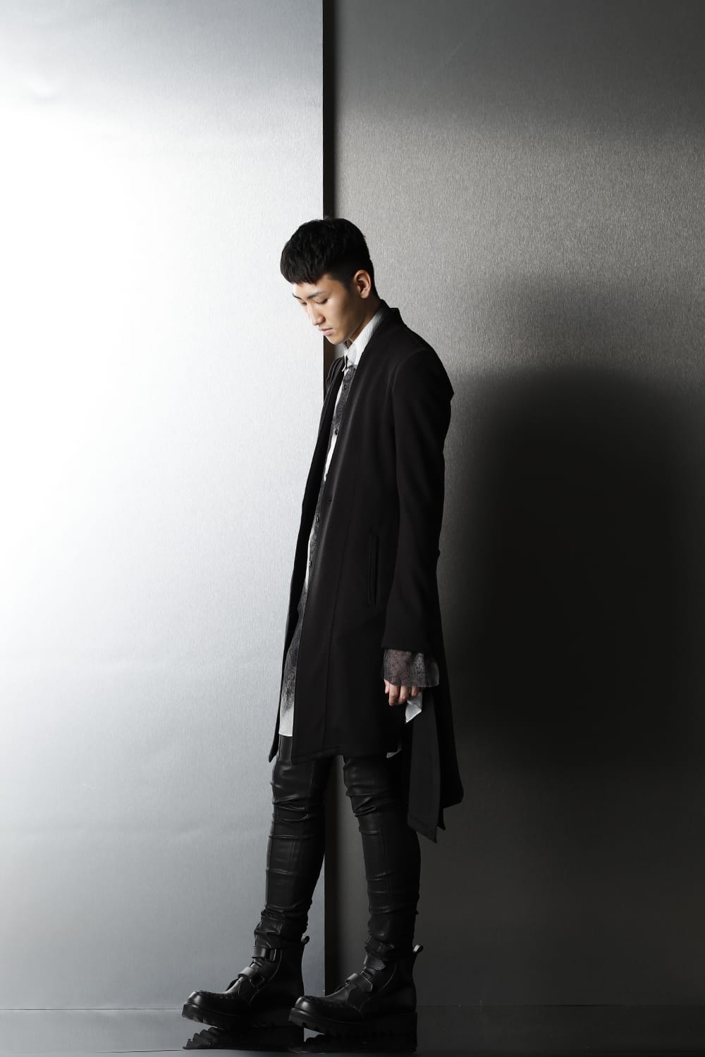 No Collar Flare Jacket Black