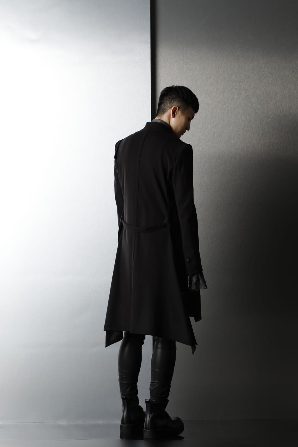 No Collar Flare Jacket Black