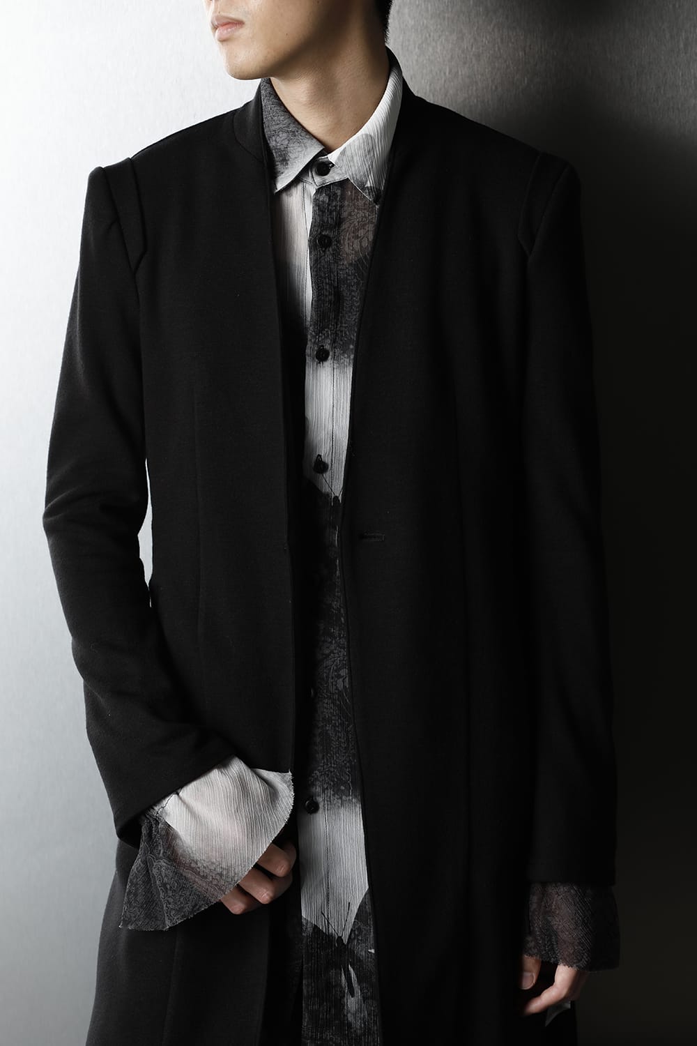 No Collar Flare Jacket Black