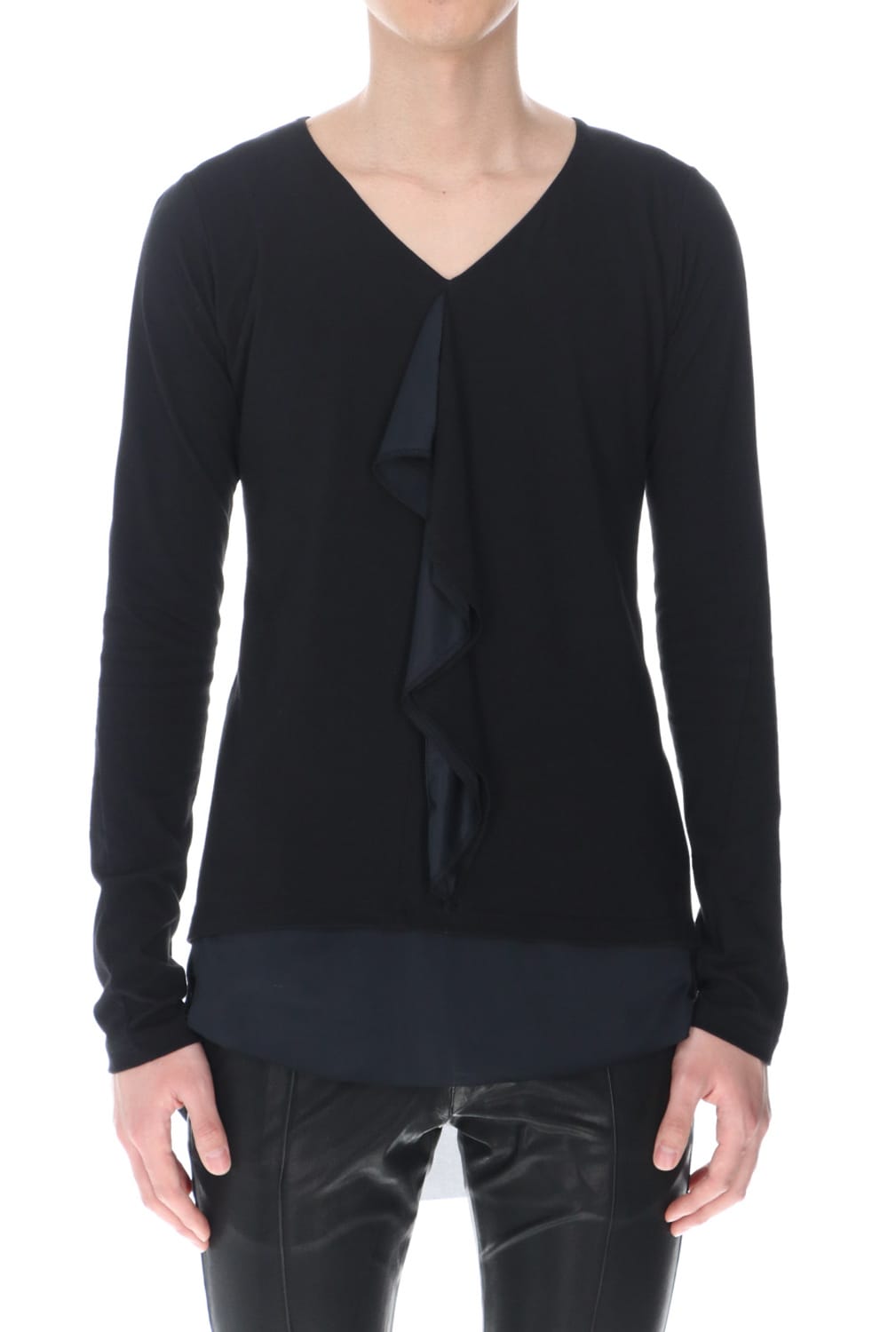 Layered Frill T-Shirts Black/Black