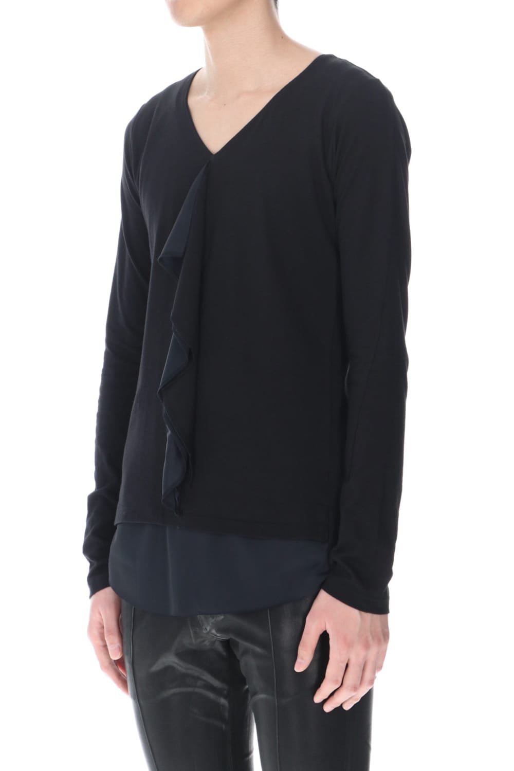 Layered Frill T-Shirts Black/Black