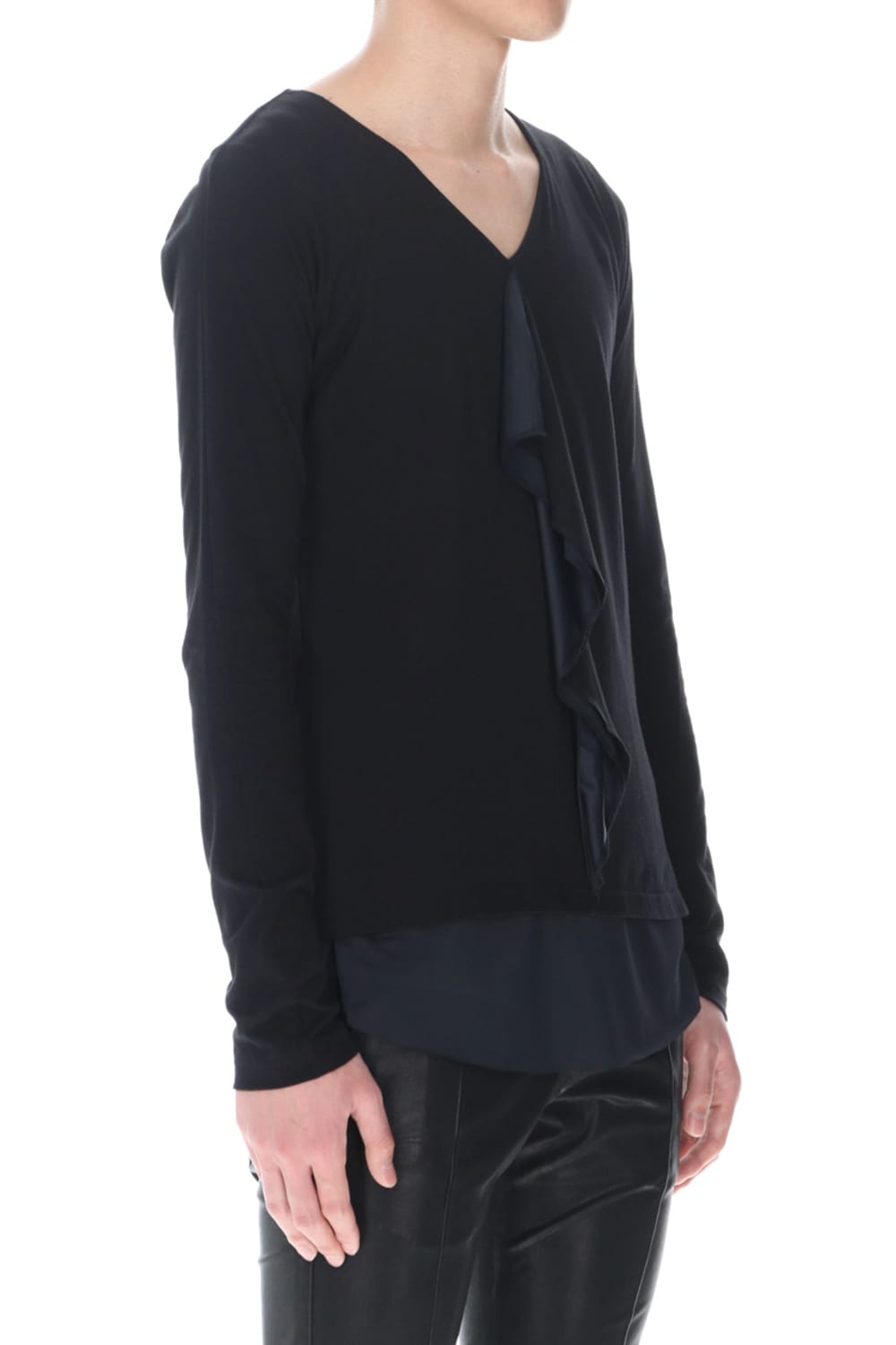 Layered Frill T-Shirts Black/Black