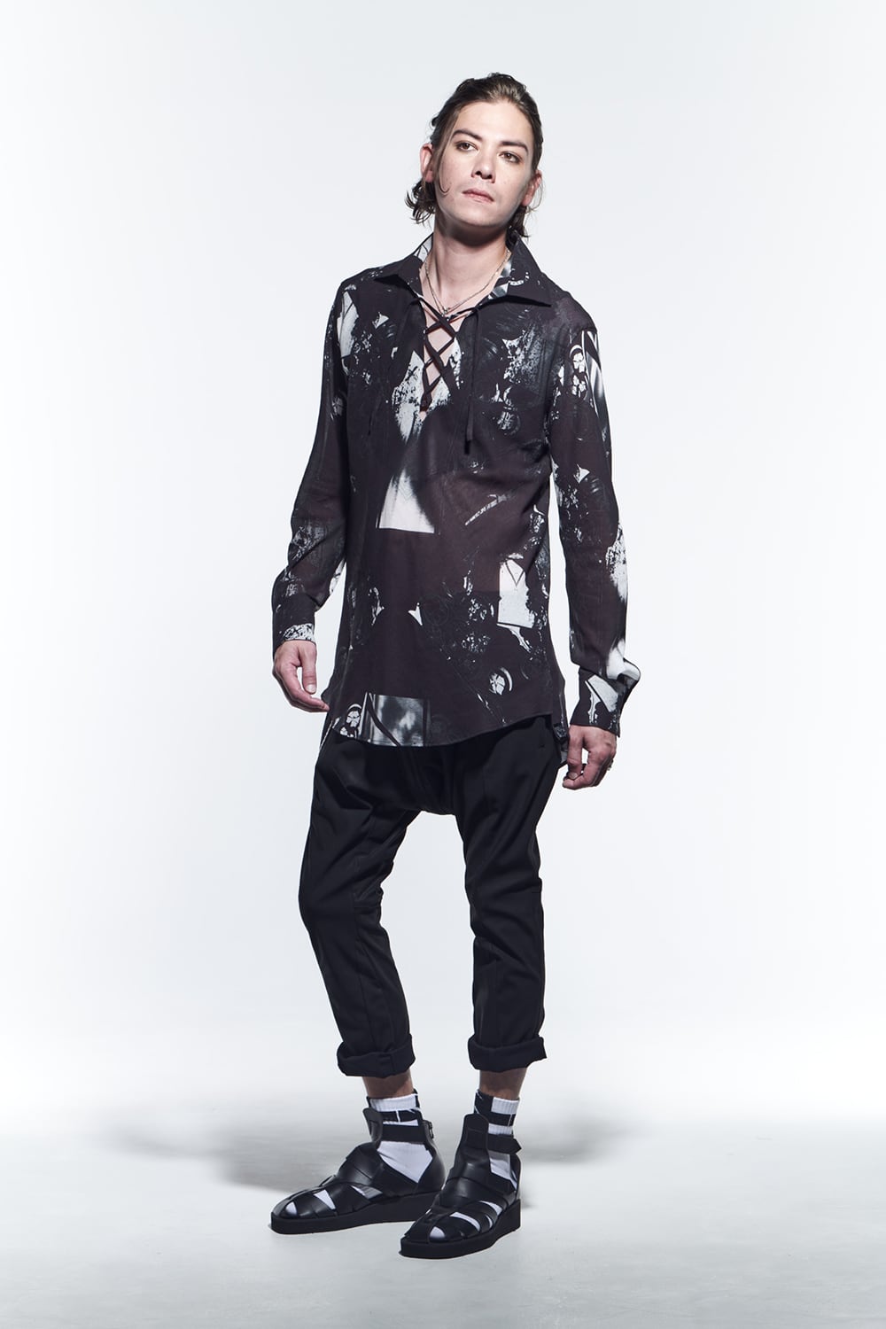 Lace Up Shirts  Black