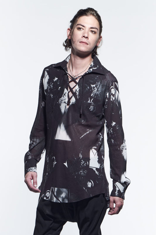 Lace Up Shirts  Black