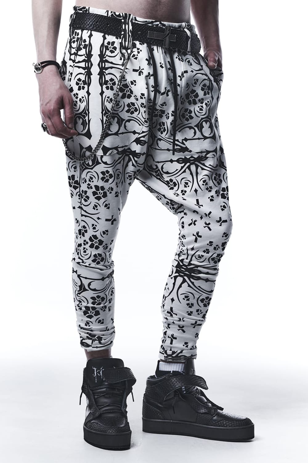 Bandana Saruel Pants White & Black