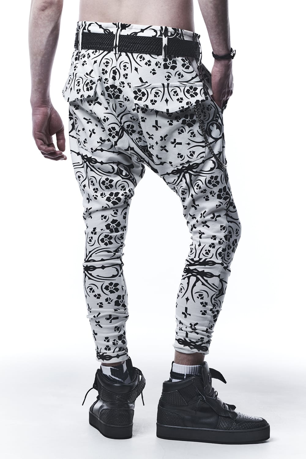 Bandana Saruel Pants White & Black