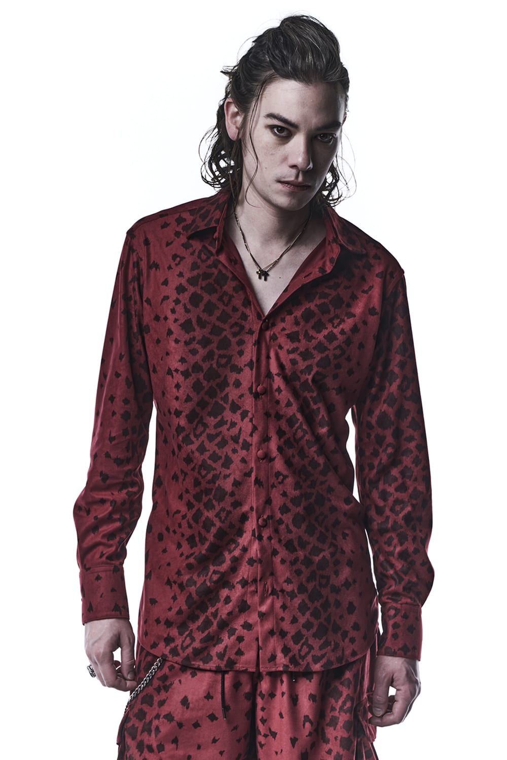 レオパード スエード シャツ レッド
