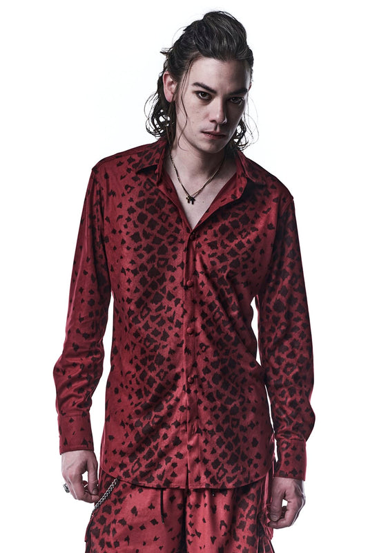 レオパード スエード シャツ レッド