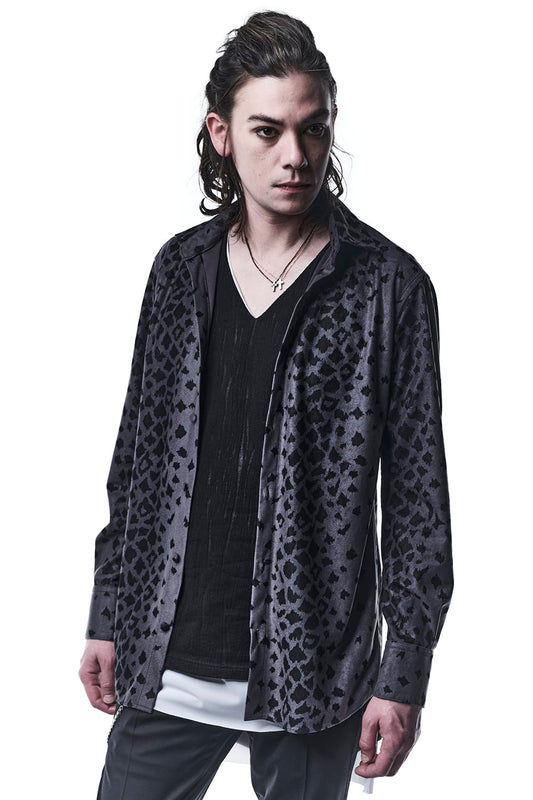 レオパード スエード シャツ グレー