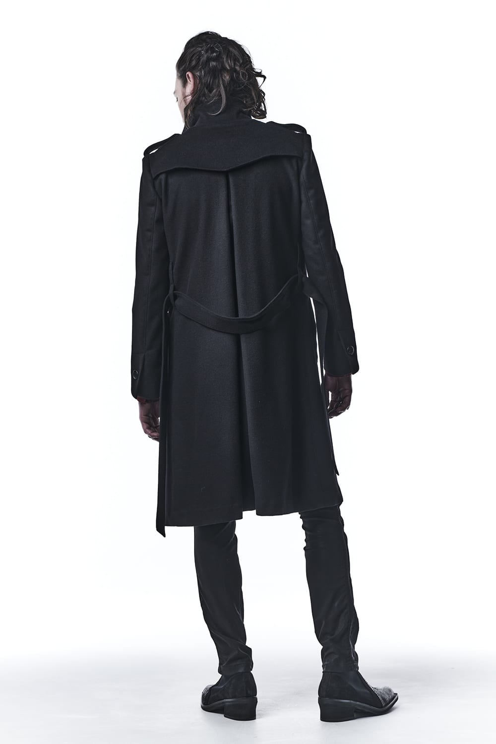 Cashmere Beaver Stand Collar Coat Black