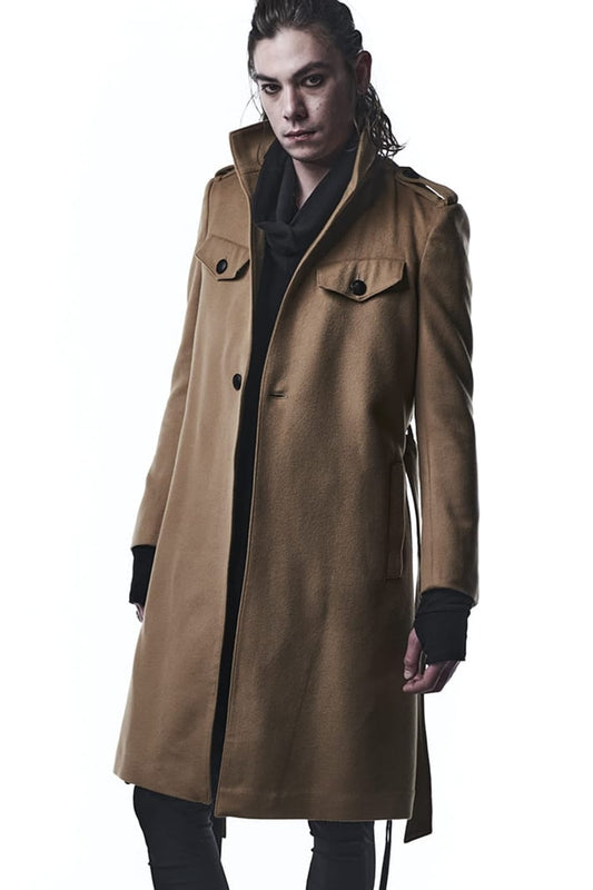 Cashmere Beaver Stand Collar Coat Camel