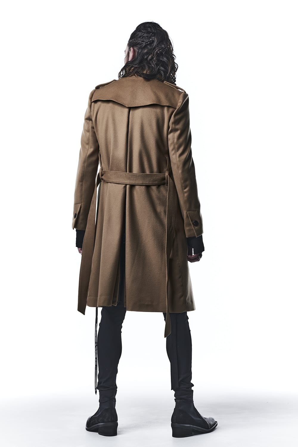 Cashmere Beaver Stand Collar Coat Camel