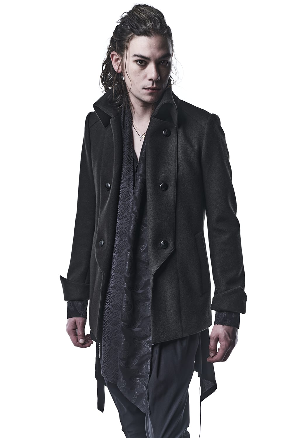 Knit Melton Napoleon Jacket Black