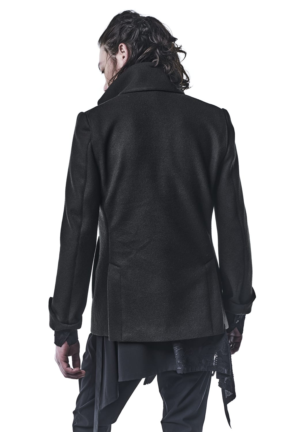 Knit Melton Napoleon Jacket Black