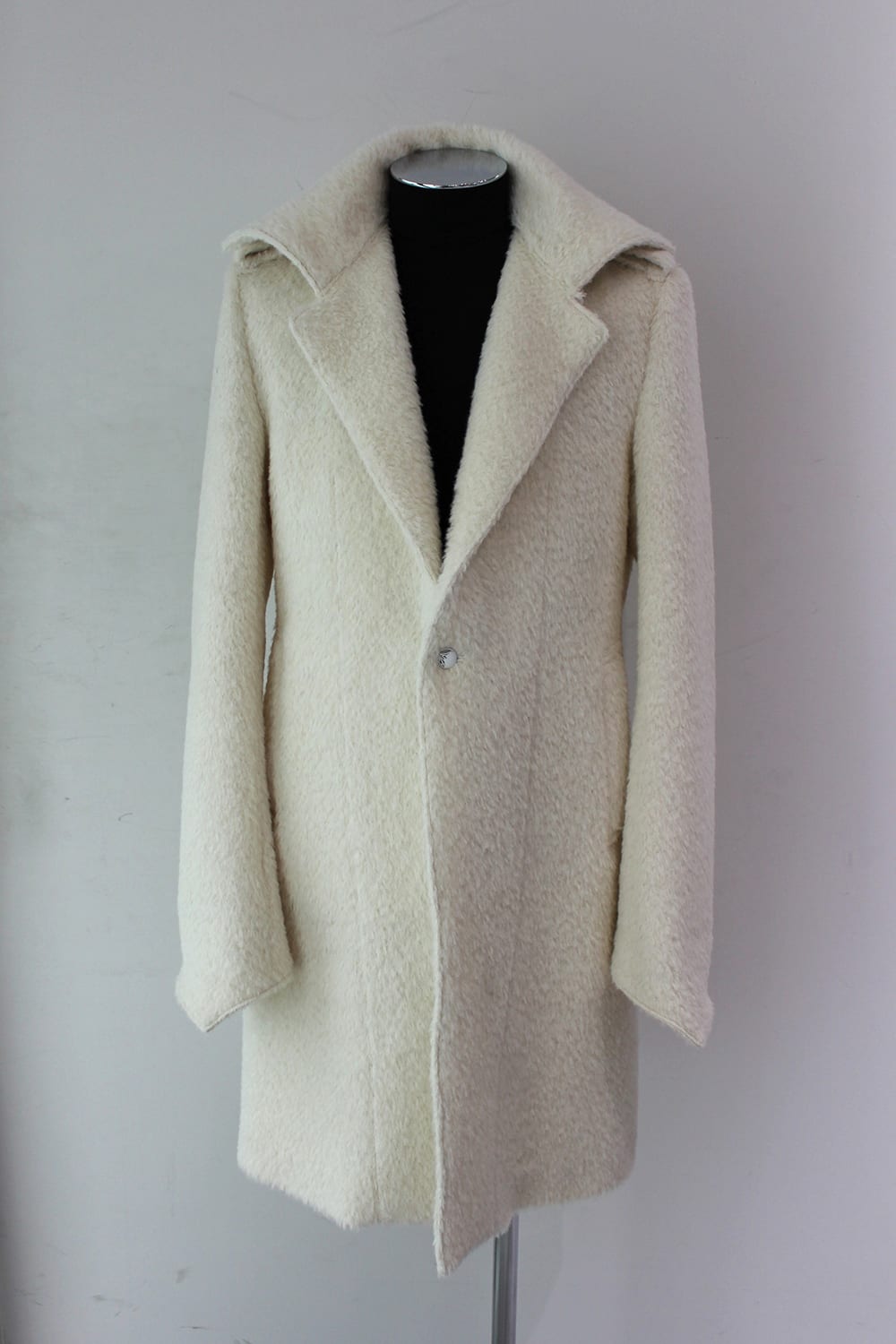 Alpaca Shaggy Single Napoleon Jacket White