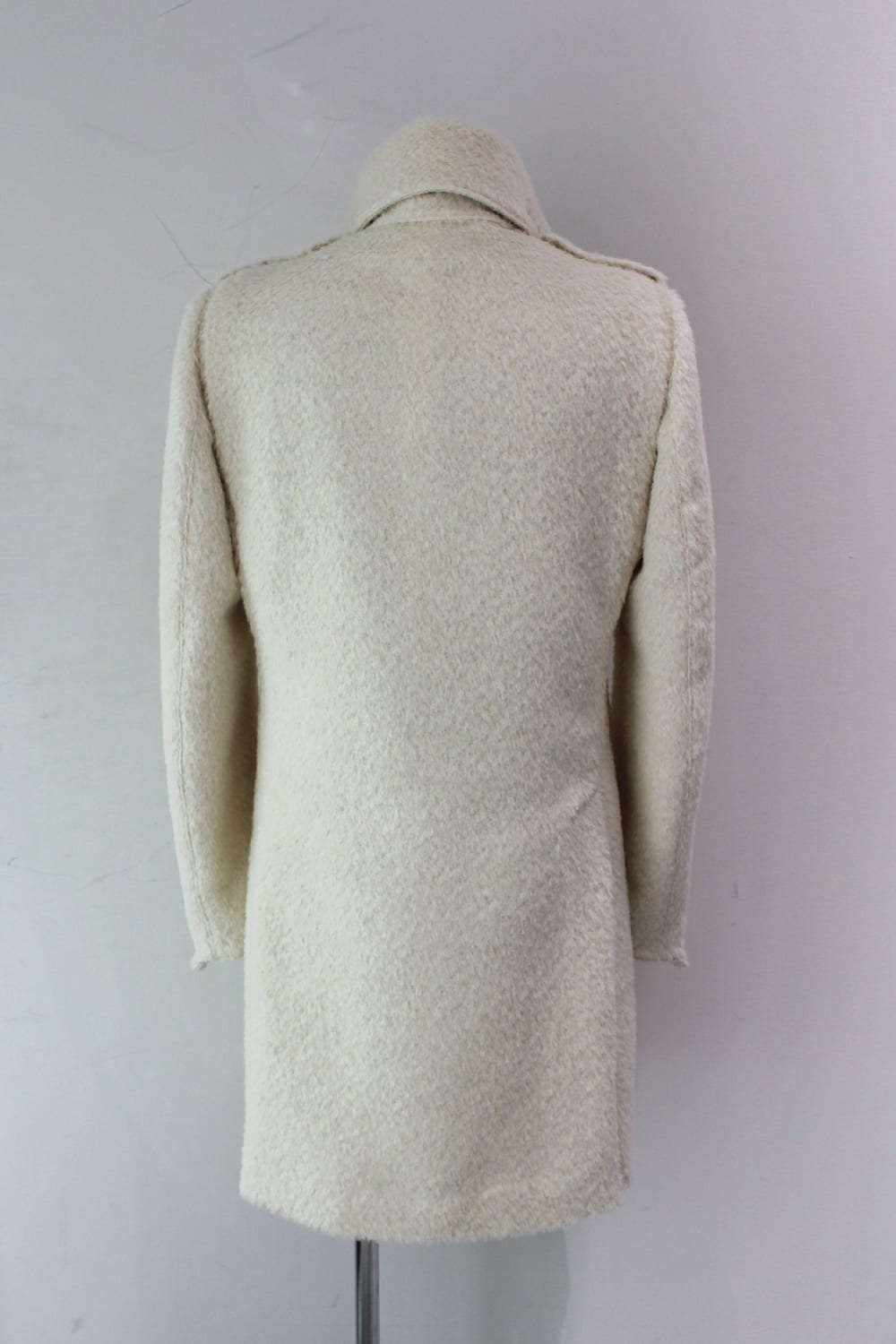 Alpaca Shaggy Single Napoleon Jacket White