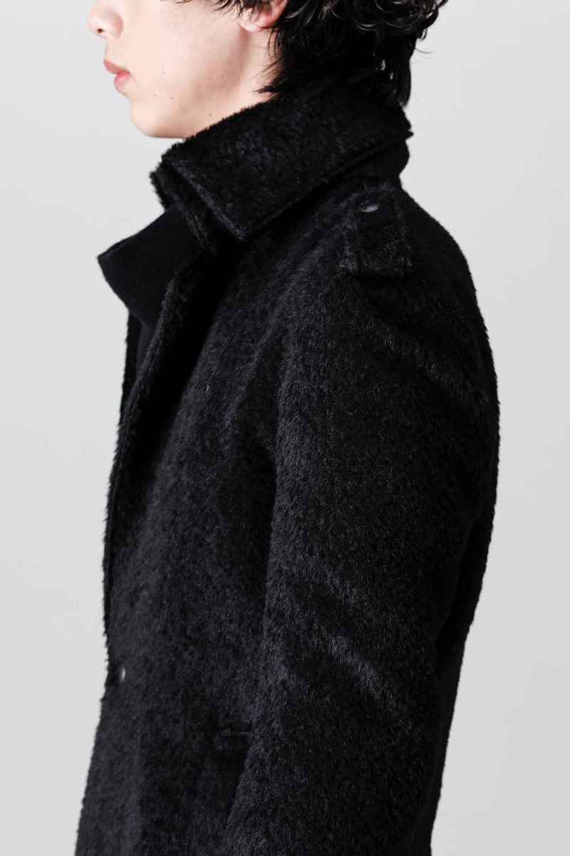 Alpaca Shaggy Single Napoleon Jacket Black