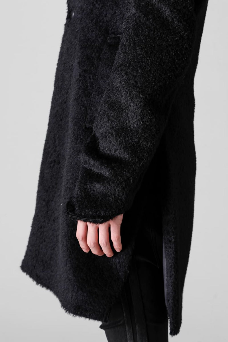 Alpaca Shaggy Single Napoleon Jacket Black