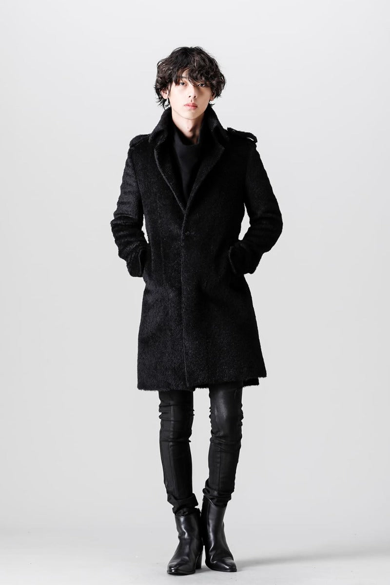 Alpaca Shaggy Single Napoleon Jacket Black