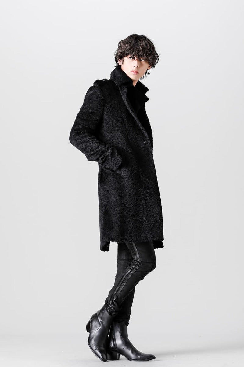 Alpaca Shaggy Single Napoleon Jacket Black