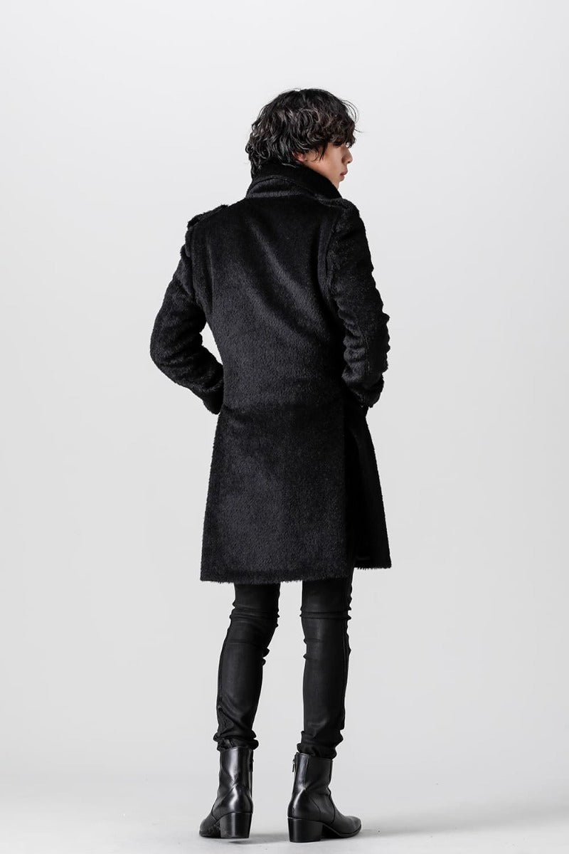 Alpaca Shaggy Single Napoleon Jacket Black