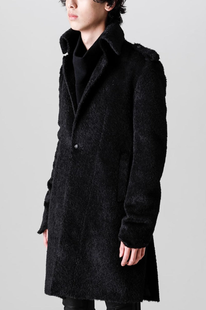 Alpaca Shaggy Single Napoleon Jacket Black