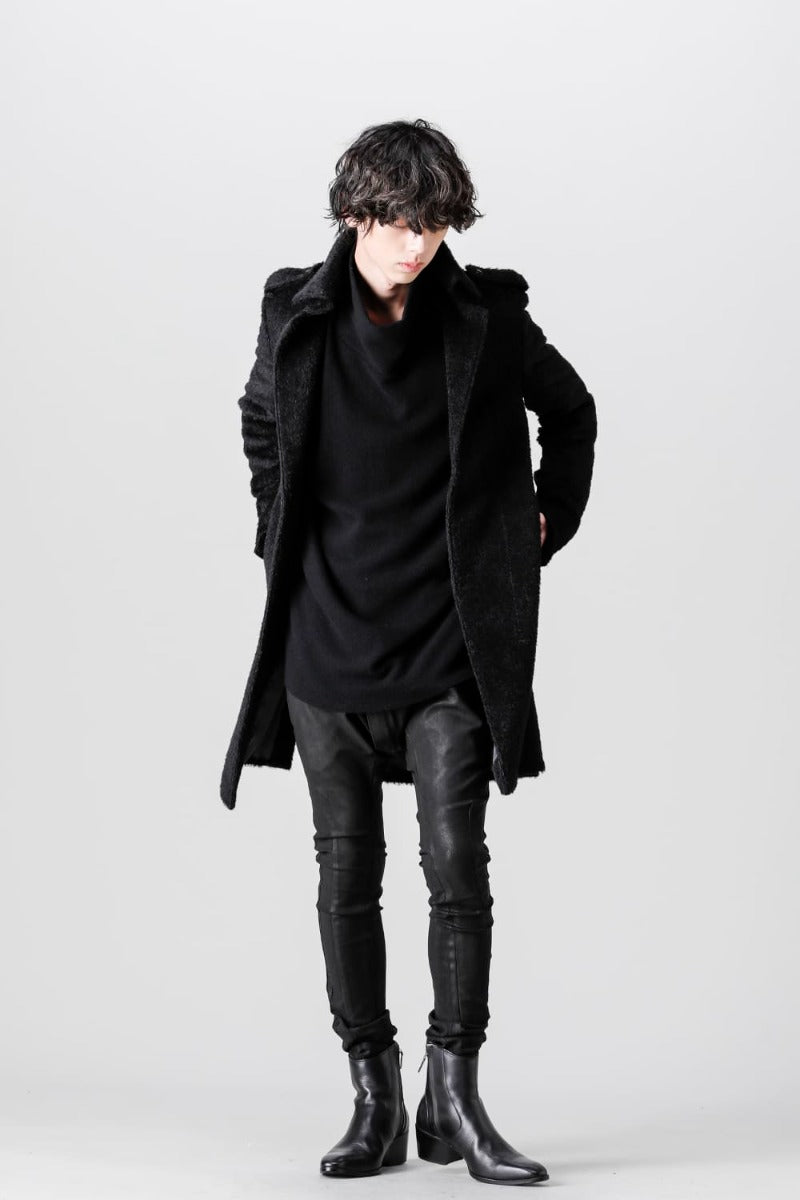 Alpaca Shaggy Single Napoleon Jacket Black