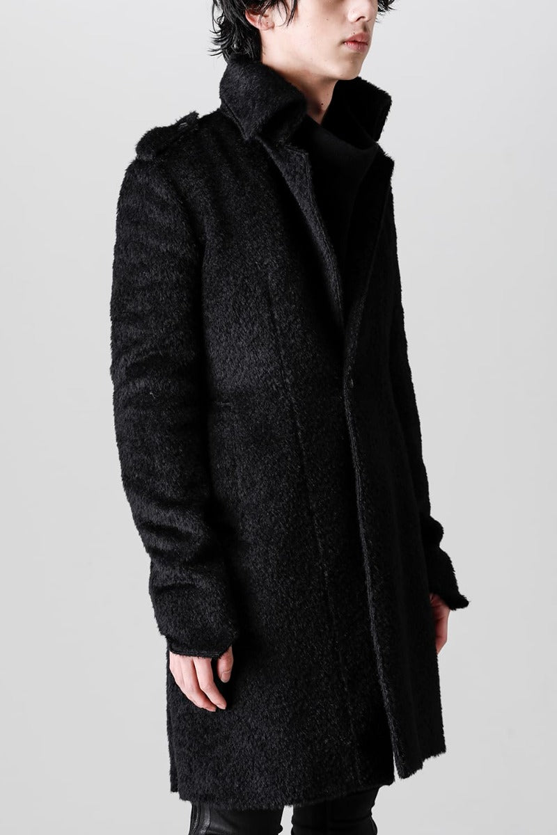 Alpaca Shaggy Single Napoleon Jacket Black