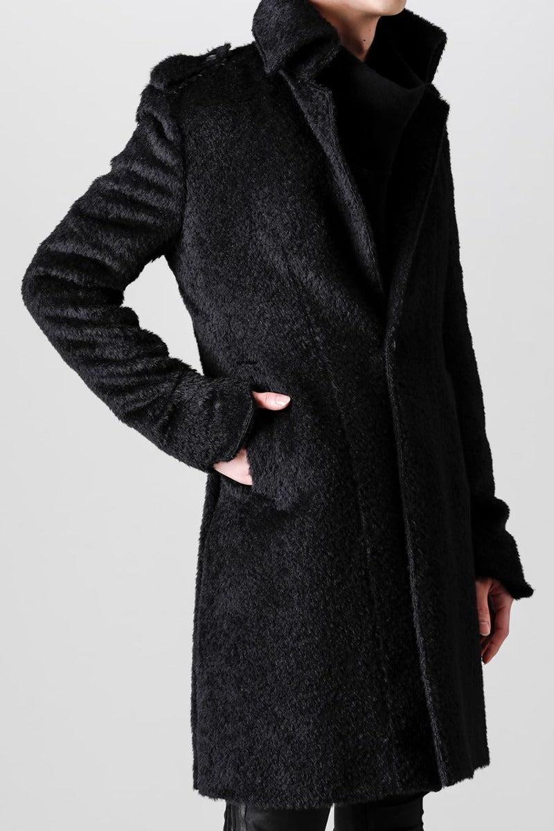 Alpaca Shaggy Single Napoleon Jacket Black