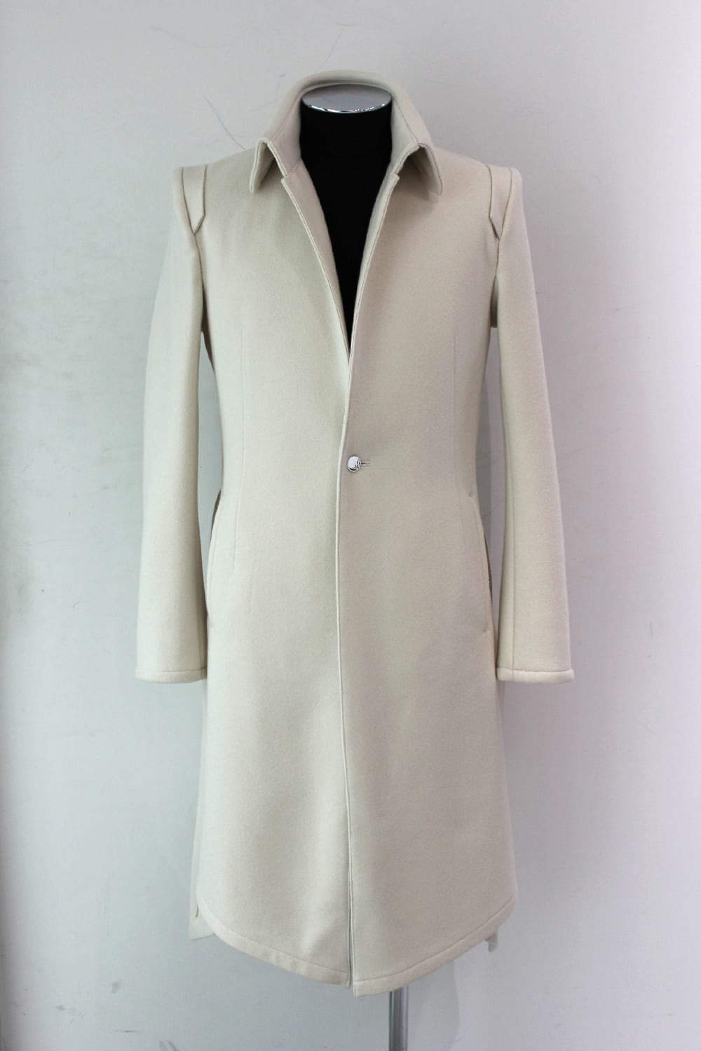 Knit Melton Stand Collar Flare Jacket Ivory