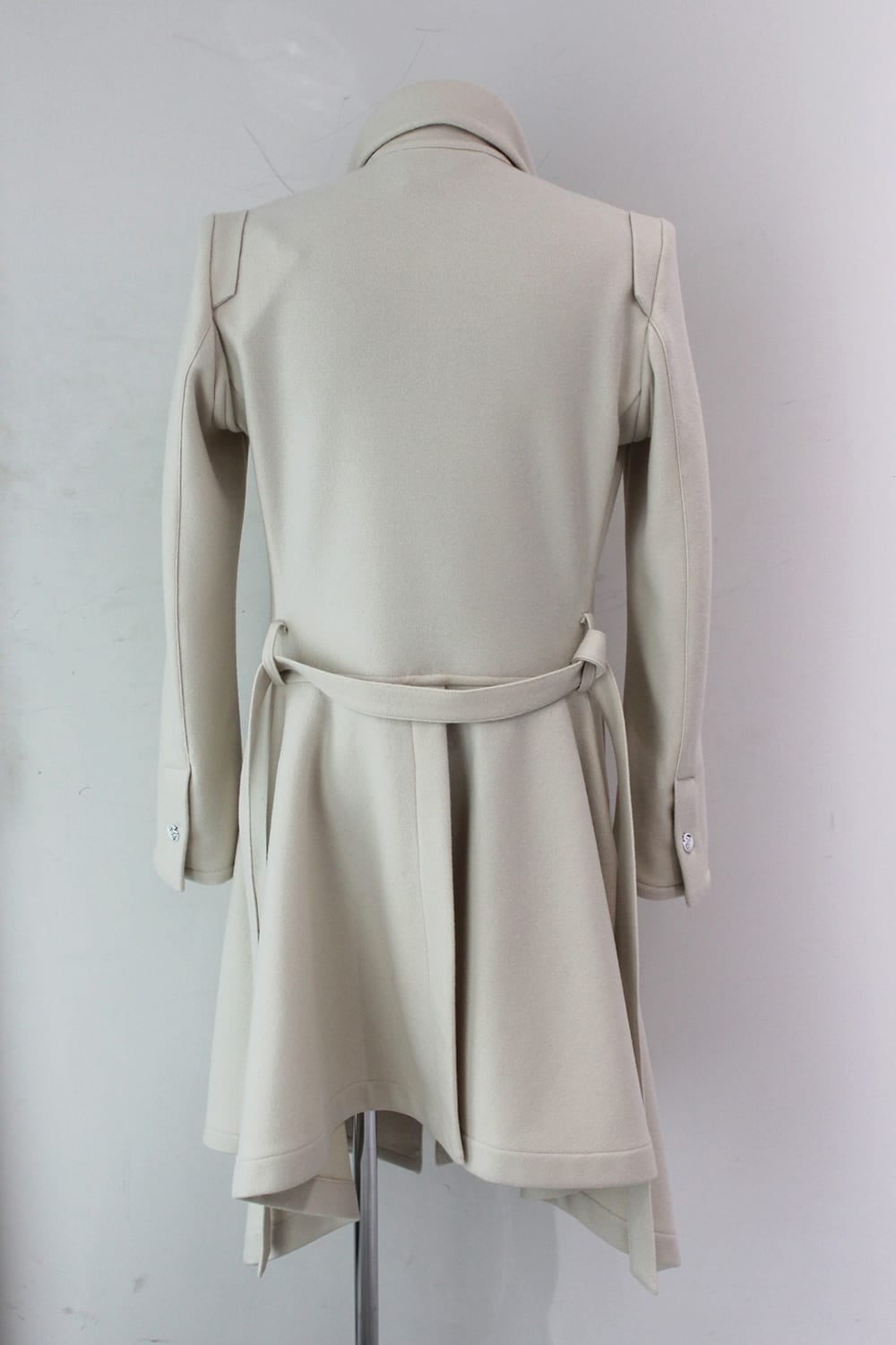 Knit Melton Stand Collar Flare Jacket Ivory