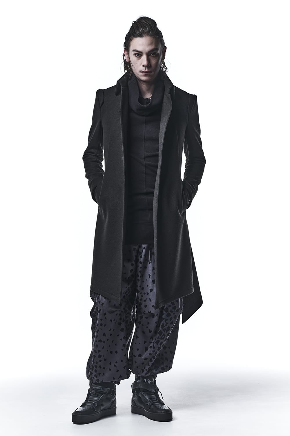 Knit Melton Stand Collar Flare Jacket Black