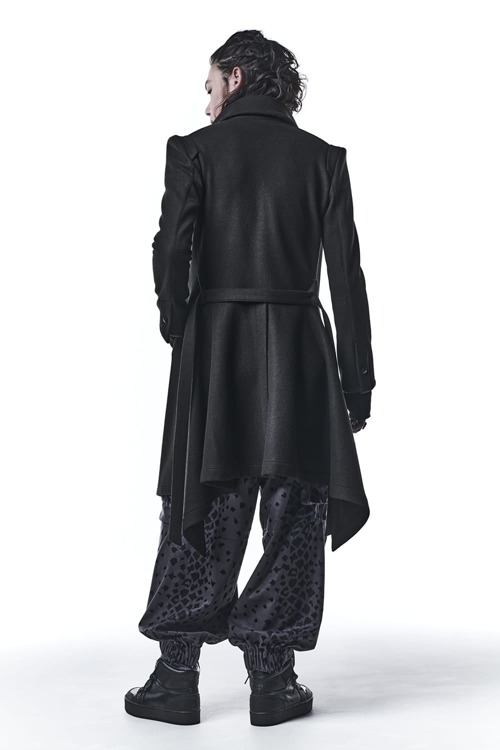 Knit Melton Stand Collar Flare Jacket Black