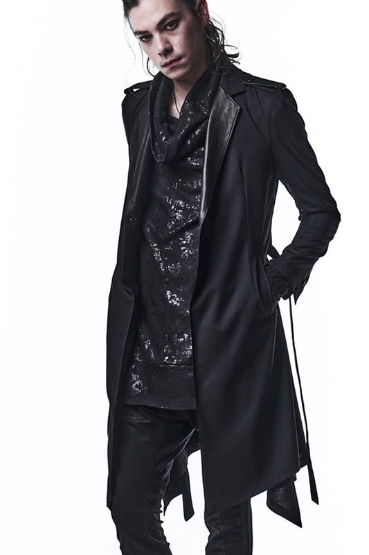 レザーコンビ フレアジャケット