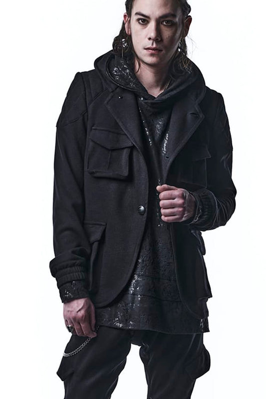 Punch Roma Jersey Quilt Hoodie Jacket Black