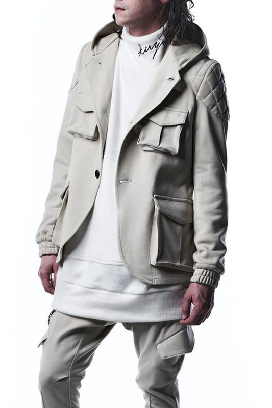 Punch Roma Jersey Quilt Hoodie Jacket Beige