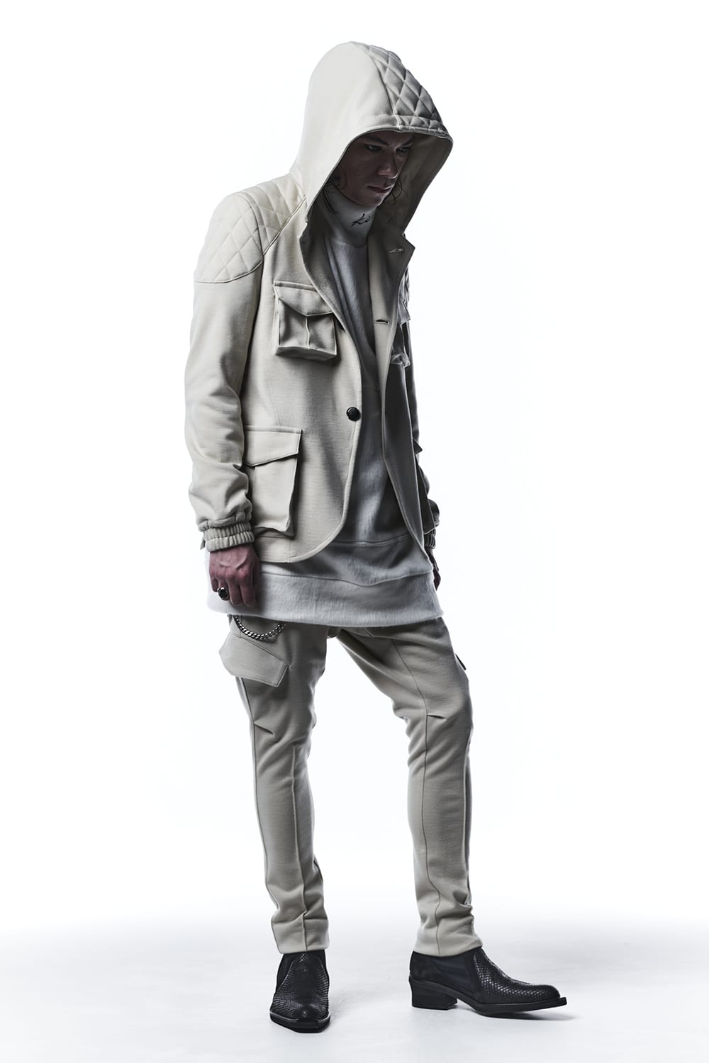 Punch Roma Jersey Quilt Hoodie Jacket Beige