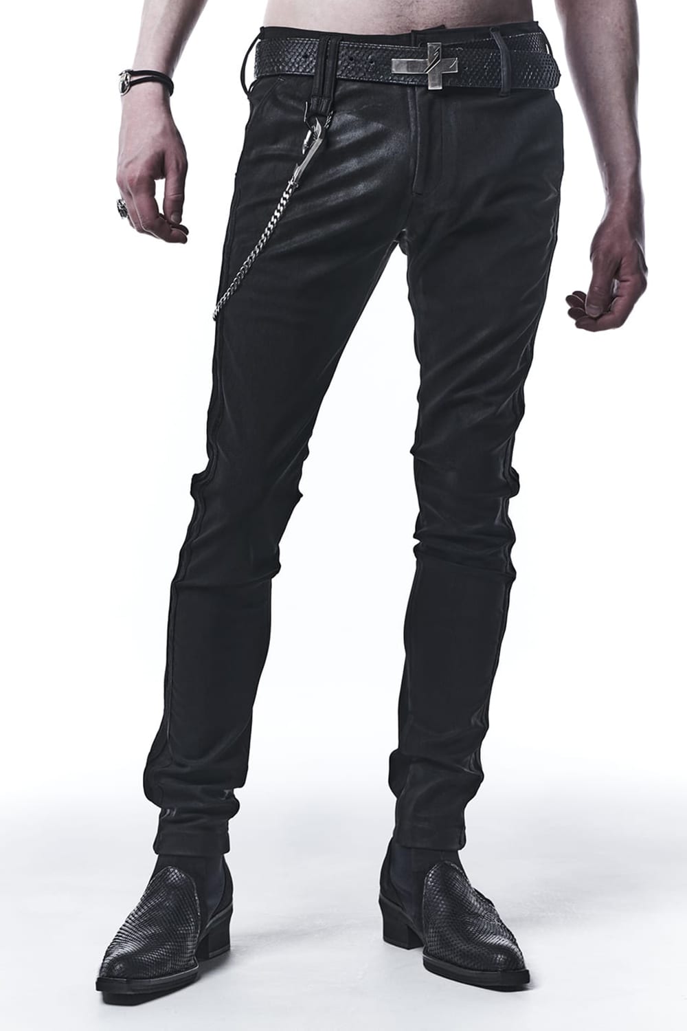 Coating High Tension Jersey Tape Skinny Slacks