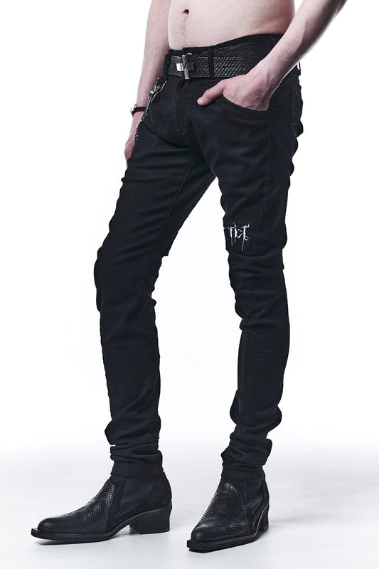 Curve Denim Pants With Embroidery