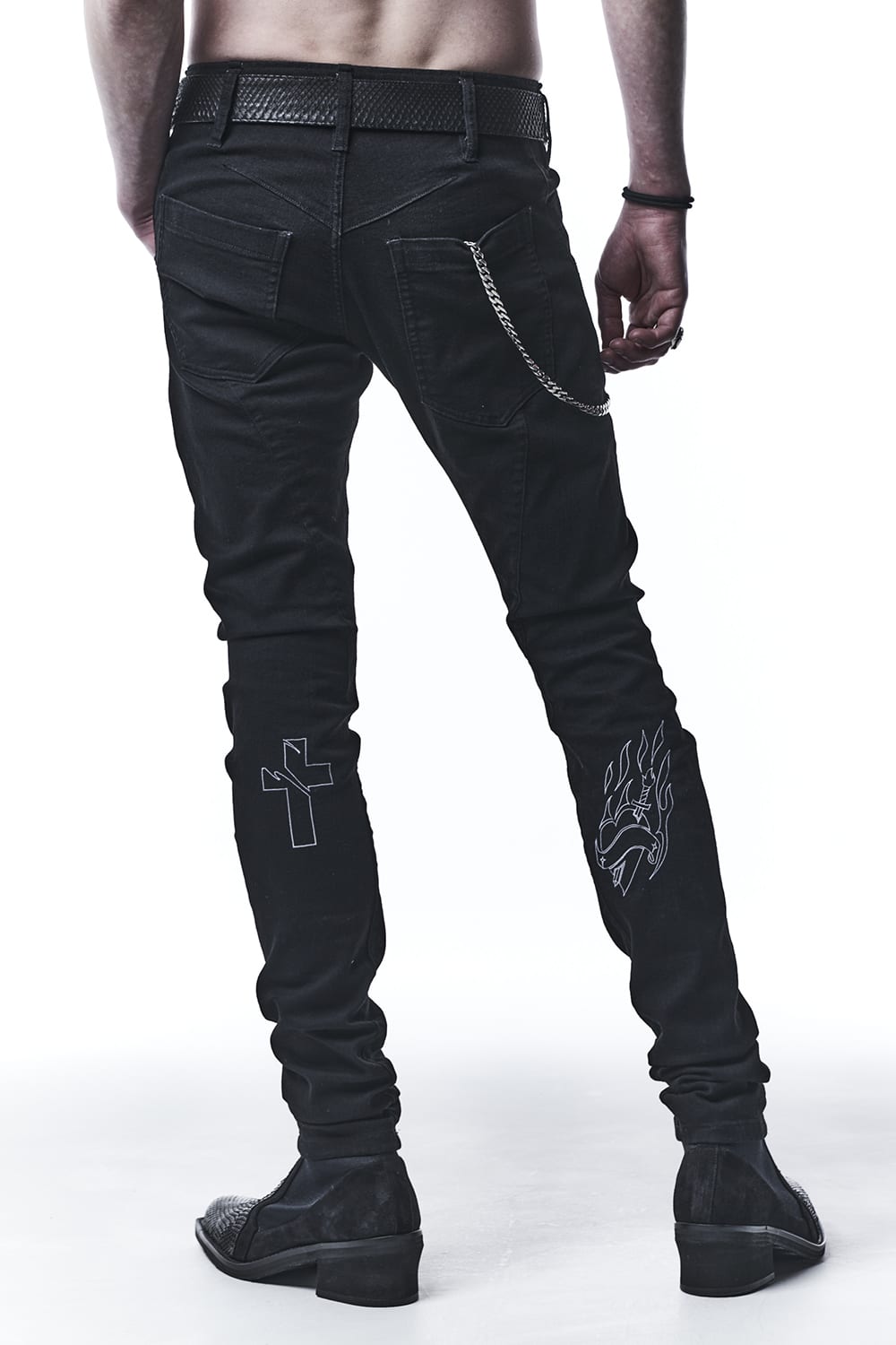 Curve Denim Pants With Embroidery