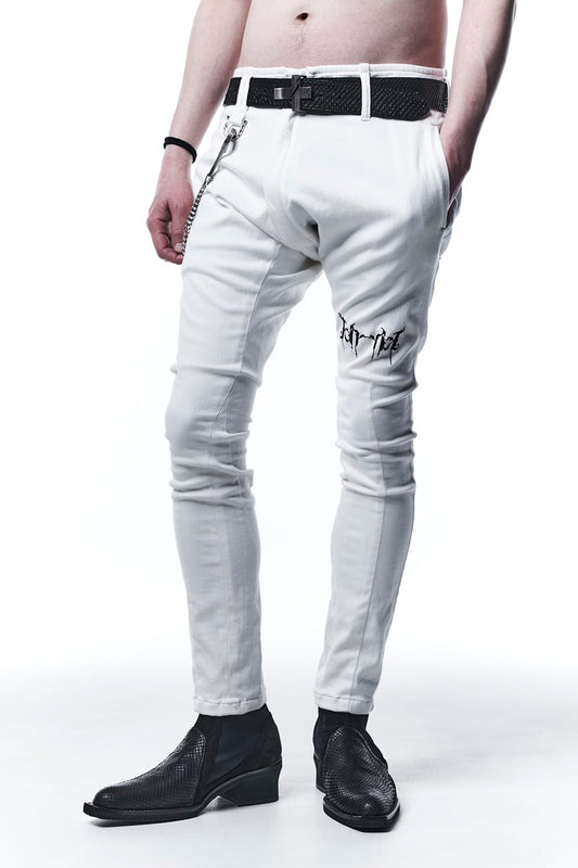 Saruel Bondage Denim Pants With Embroidery