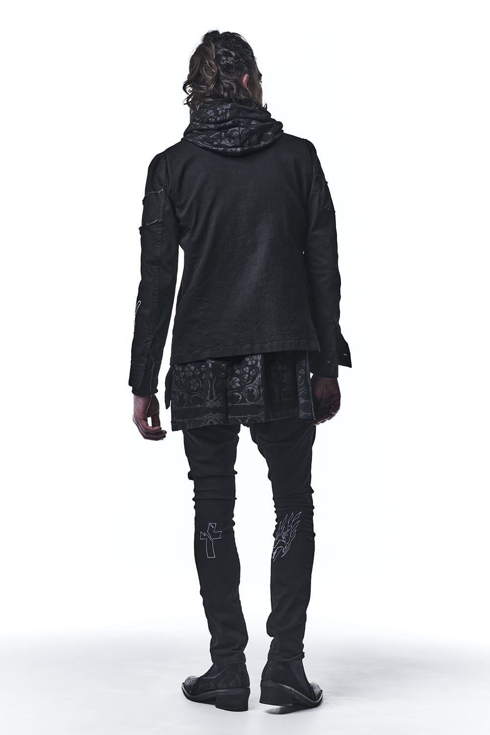 Saruel Bondage Denim Pants With Embroidery