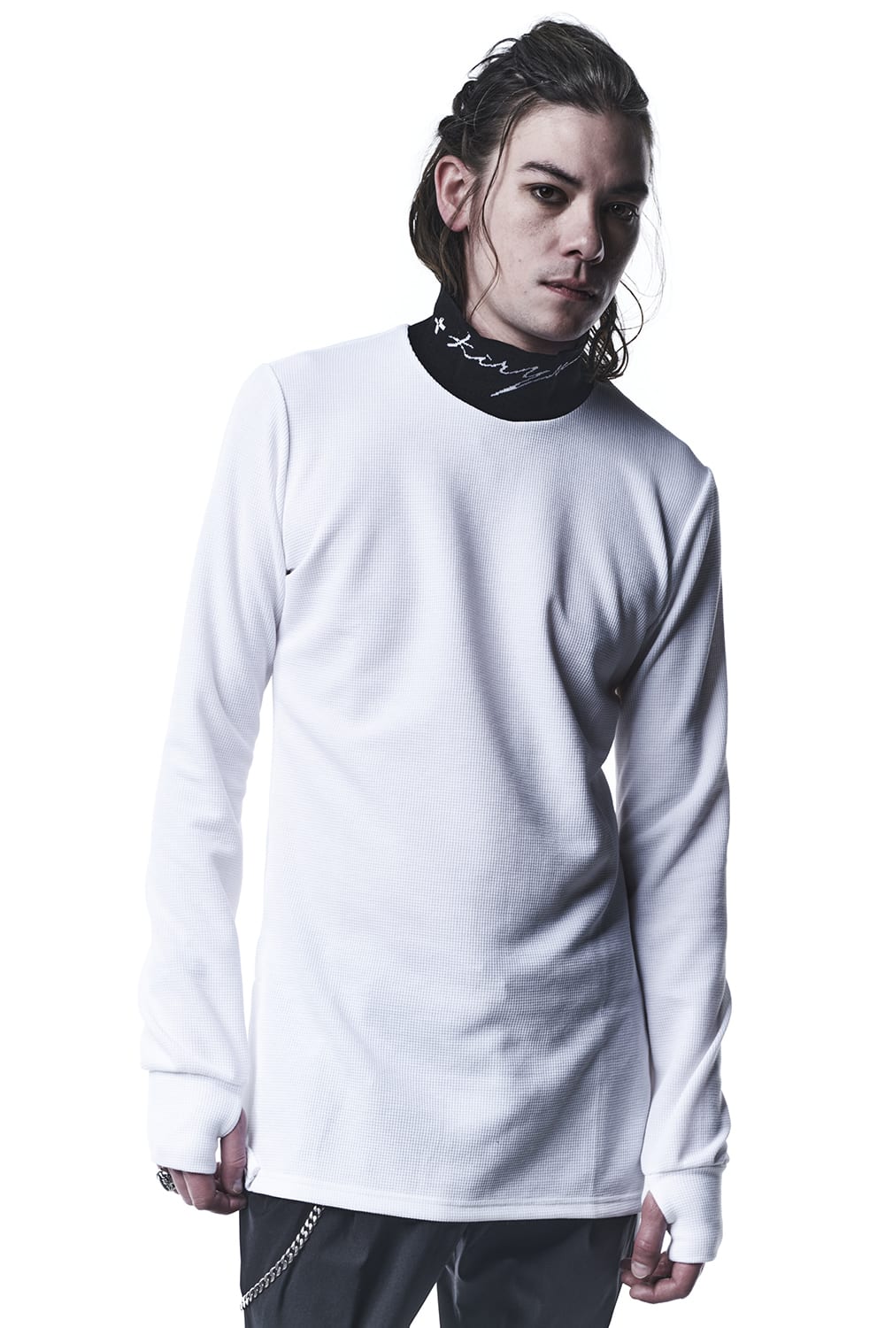Mock Neck Long Sleeves T-shirts White